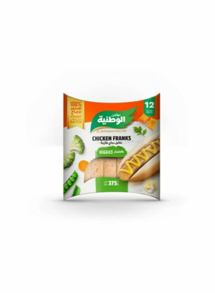 الوطنيه نقانق دجاج الوطنية مد - 24 حبة بالكرتون - 375 جم