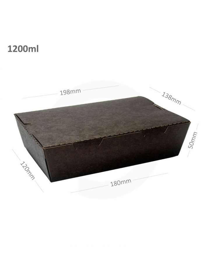 Caja Black Kraft Paperlunch Box - 200/Ctn - 1200 ml