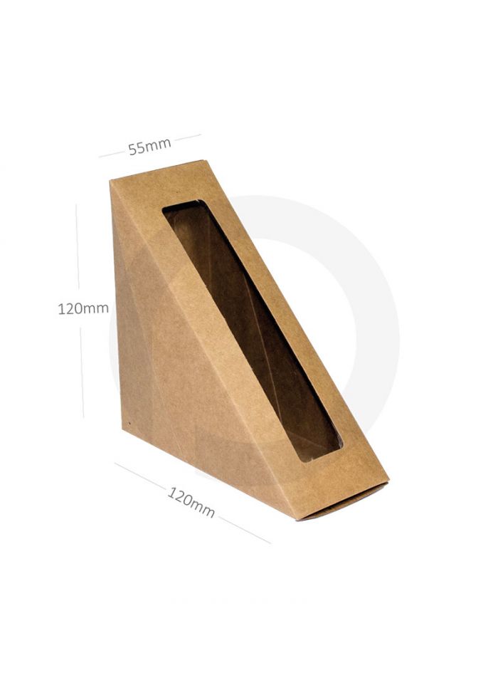 Caja Kraft Paper Club Sandwich Box Window - 500/Ctn