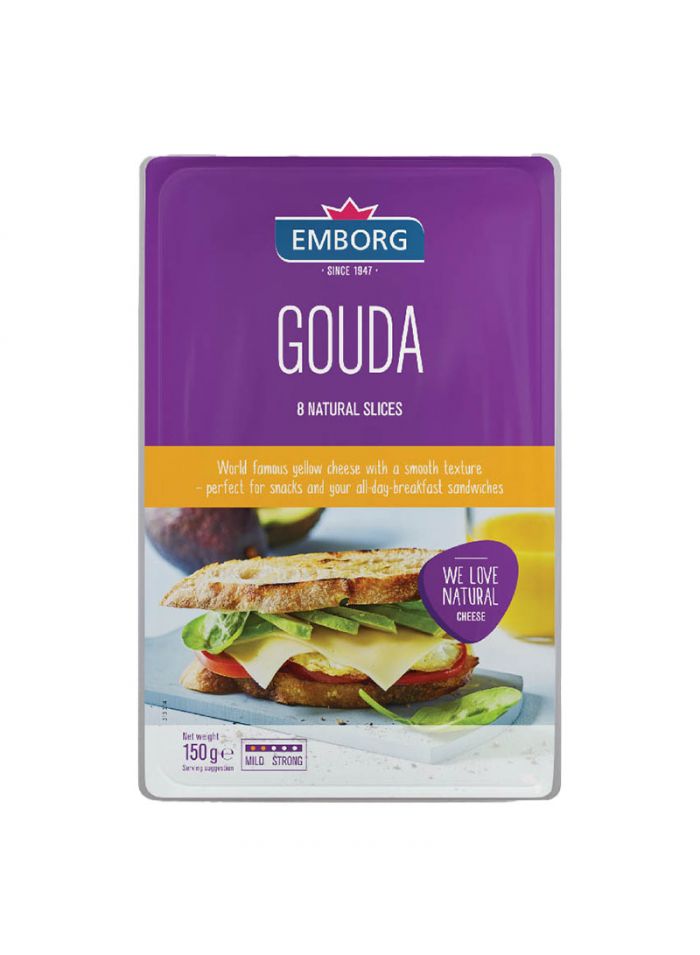 Emborg Gouda 10 X 10 Cm Sliced F.I.D.M. 48% - Box of 6 Pieces - 1 Kg