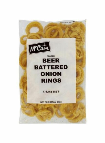 McCain Frozen Battered Extruded Onion Rings Ex - Box of 8 Pieces - 907 g