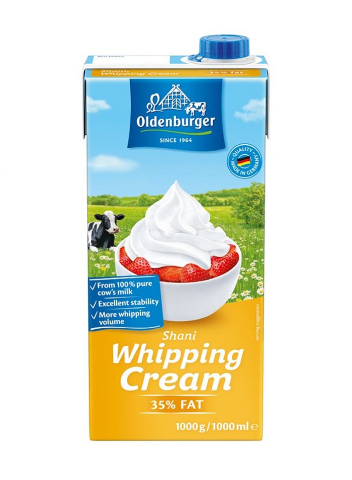 OLDENBURGER Chilled Shani Whipping Cream Uht Min.35% Fat - Box of 12 Pieces - 1 ltr OLDENBURGER Chilled Shani Whipping Cream Uht Min.35% Fat - Box of 12 Pieces - 1 ltr