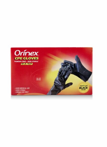 Orinex Cpe Gloves Powder Free Black Medium - Box Of 30 Pkg - 100 pcs For Pkg