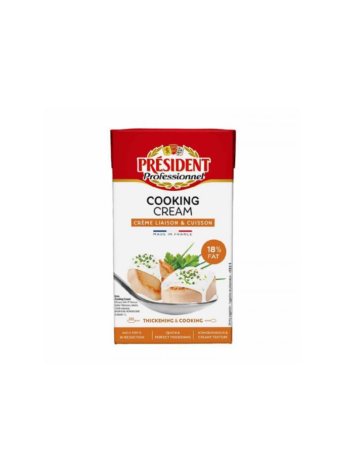 President Cream Uht Cooking Cream 18% Fdm - Box Of 18 Pieces - 500 Ml