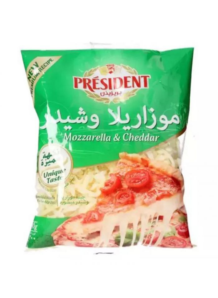 President Mozarilla & Cheddar Cheese Shreded - Box Of 8 Pieces - 450 G
