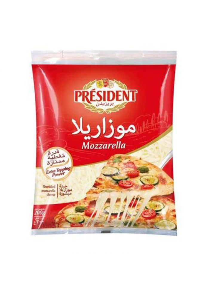 President Mozarilla Cheese Shreded - Box Of 20 Pieces - 200 G