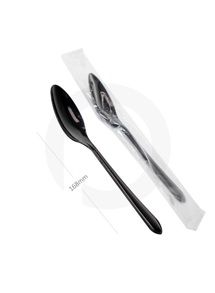 Rmas Premium Black Ps Plastic Spoon Film Wrap - 1000/Ctn