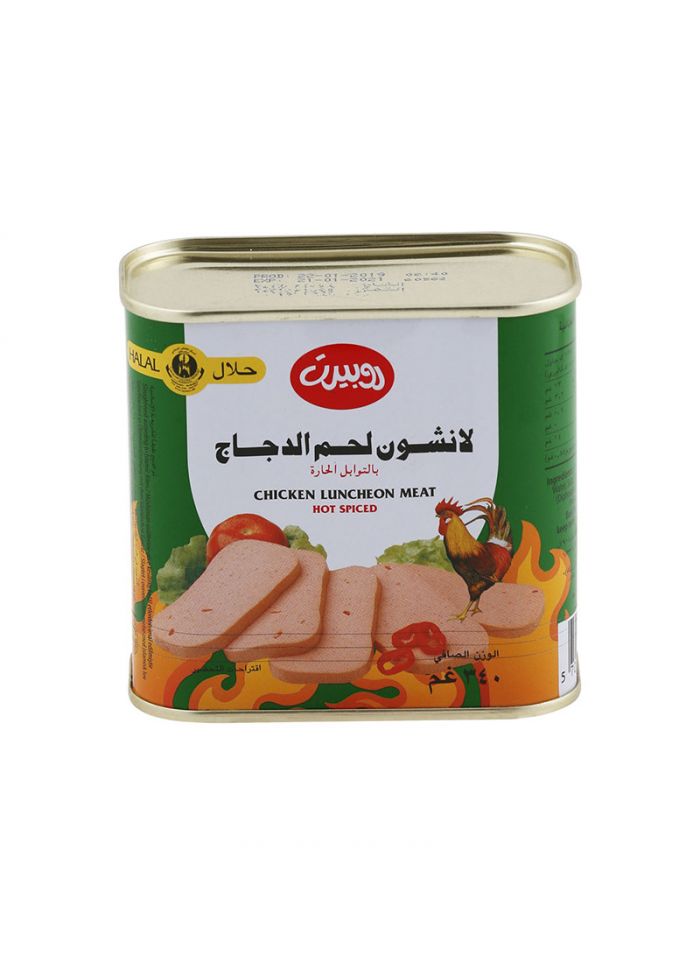 روبيرت لانشون لحم الدجاج بالتوابل الحارة - 24 حبة في الكرتون - 340 جم للحبة روبيرت لانشون لحم الدجاج بالتوابل الحارة - 24 حبة في الكرتون - 340 جم للحبة