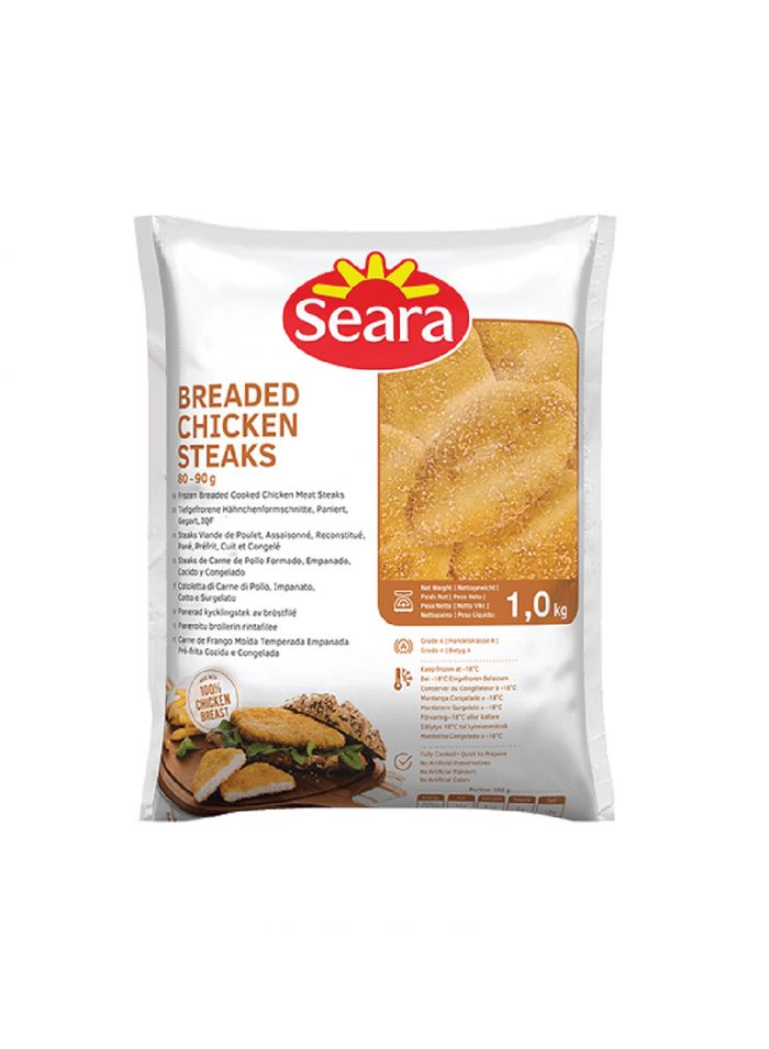 Seara Chicken Breaded Steak Iwp 30*1000 - Box Of 30 Pieces - 100 G