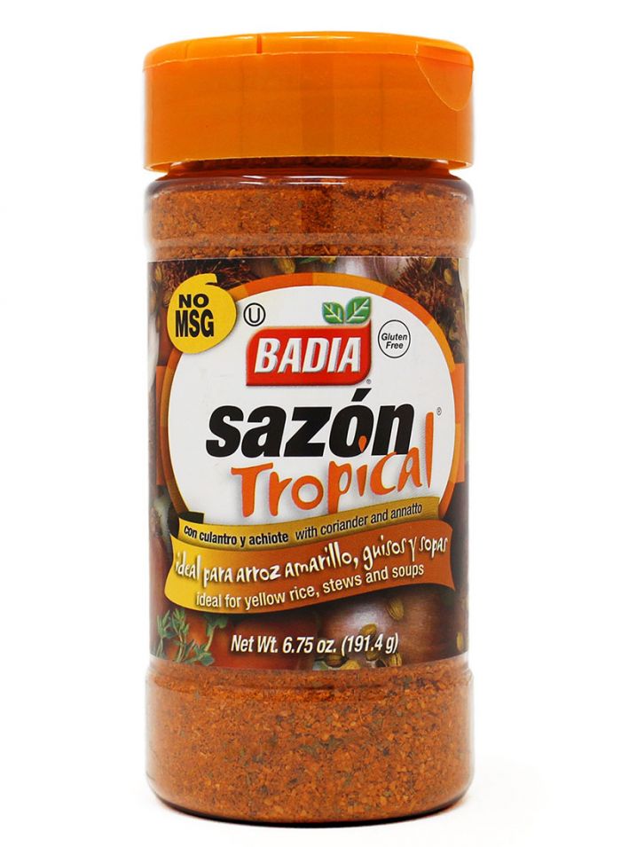 Badia-Sazon-Tropical-®-Culantro-Achiote-6.75oz-Box-of-6-191.4-g باديا بهارات استوائية 6.75 اونص - 6 حبات بالكرتون - 191.4 جم للحبة - الصورة 1