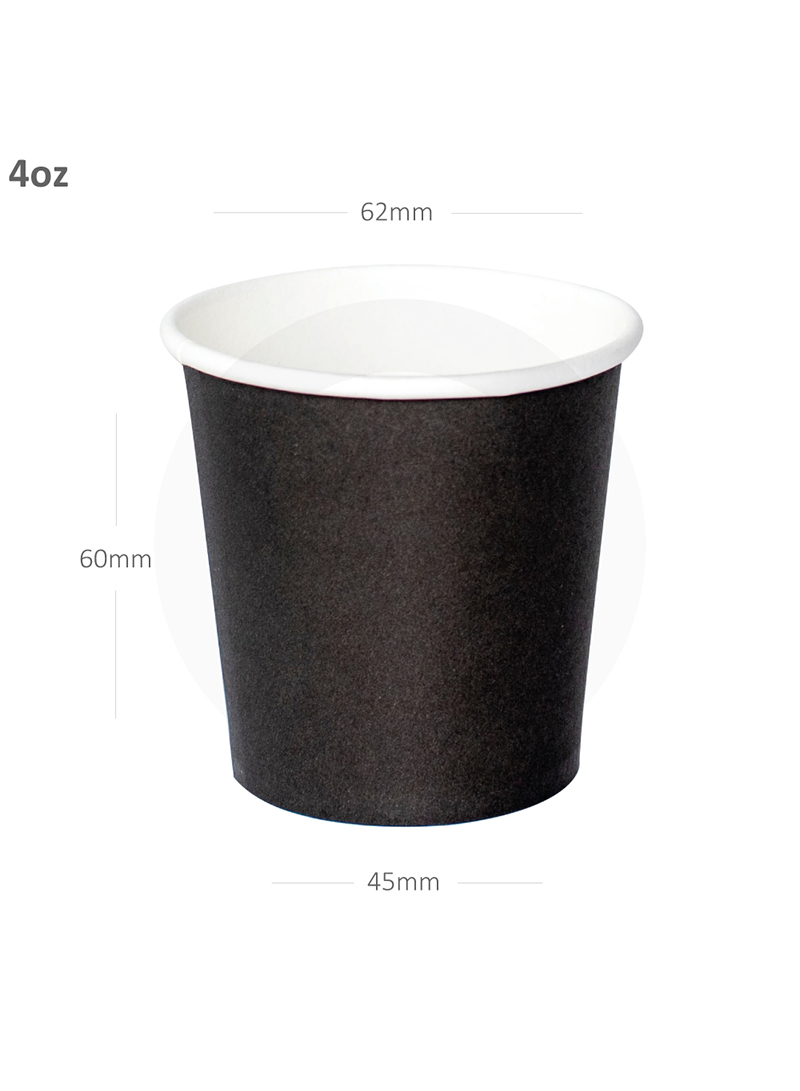 015092 Promopack Black - 4oz Single Wall White Paper Cup - Box of 500 Pieces - Image 1