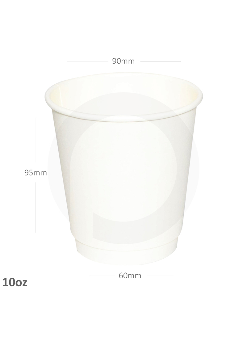 015101 Promopack 10oz Double Wall White Paper Cup - Box of 500 Pieces - Image 1