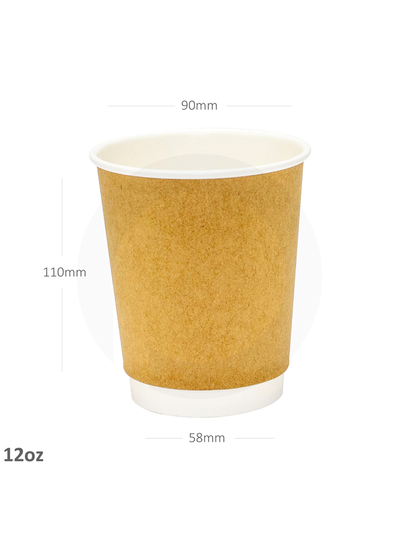 652014 Promopack 12oz Double Wall Kraft & White Paper Cup - Box of 500 Pieces - Image 1
