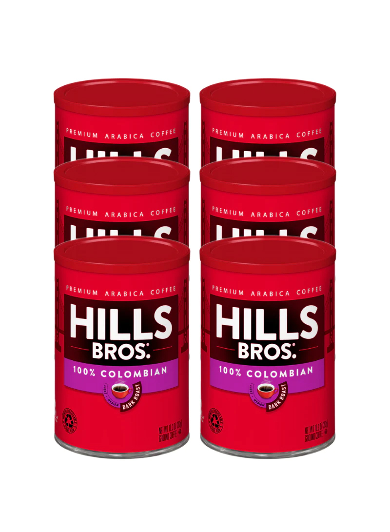 Items - Cop6y Hills Bros Colombian Ground Coffee Dark Roast - Box of 6 Cans - 290 g - Image 1